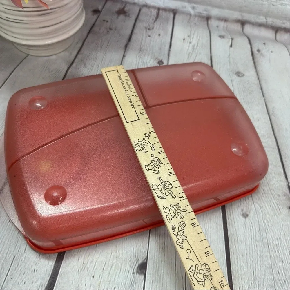 tupperware vent n serve red divided dish rectangle food prep
